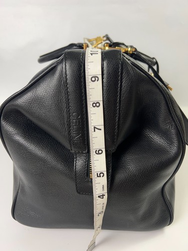 CELINE Boston/Bolso de Lona Cuero Negro con Llave Cerrada Etiqueta de Equipaje Usado en Excelente Condición con Certificado de Autenticidad - Imagen 7 de 15