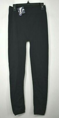 ETTU Womens Black Straight Leg Elastic High Waist Stretch Pull On Leggings OS