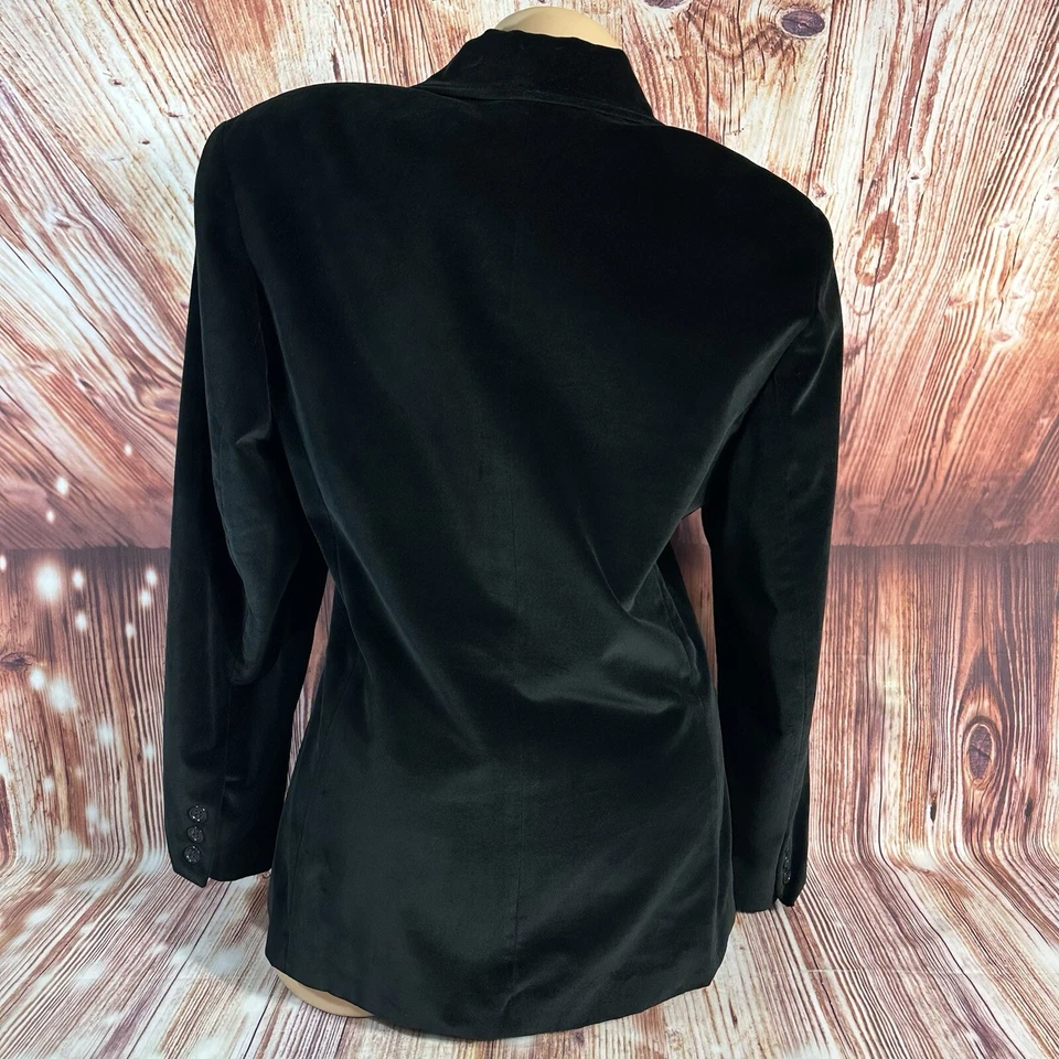 Vintage Liz Sport Size 8 Black Velvet Blazer Suit Coat Jacket Whimsigoth Witchy - Image 3 of 4