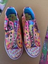 Skechers Twinkle Toes Shuffles PIXIE DUST NEON Tattoo Sneaker Shoes Slip 3 RARE