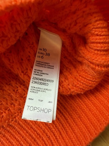 Topshop Knitted Orange mesh jumper top UK 10 - Picture 5 of 10