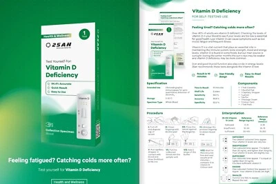 2SAN Vitamin D Deficiency Rapid Self-Test Kit - Results in 10 minutes - 1 Pk