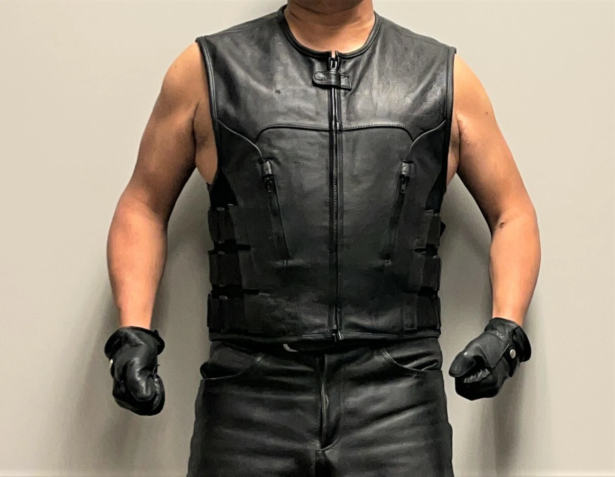 Leather military vest discount