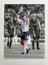 Signed Paul GASCOIGNE England 16"x12" Photo - EXACT PROOF/COA - Rangers Spurs