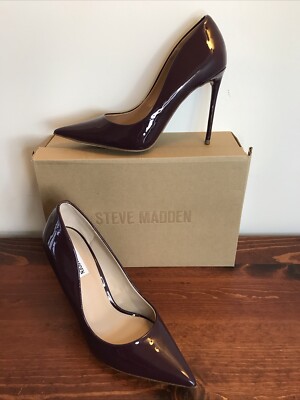 Steve Madden Vala Burgundy Patent Fashion Stiletto Pumps 10M