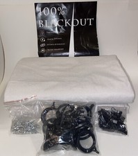 Off White Blackout Curtains Textured w/ Hooks Rings Clips 52W x 102L Ivory Pair