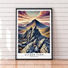 Snowdonia Glyder Fawr National Park Wall Art UnframedMountain Illustration Print