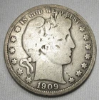 1909 Barber Silver Half Dollar VG Coin AH323