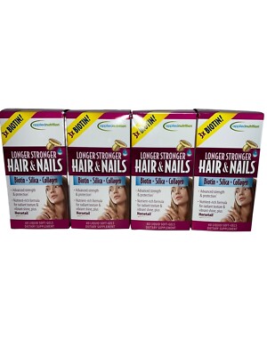 4x Applied Nutrition Hair & Nails Biotin Silica Collagen 60 Soft-Gels NEW