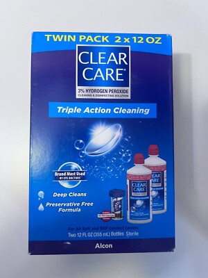 Clear Care Cleaning & Disinfecting Solution with Lens Case, Twin Pack,12 Fl Oz 