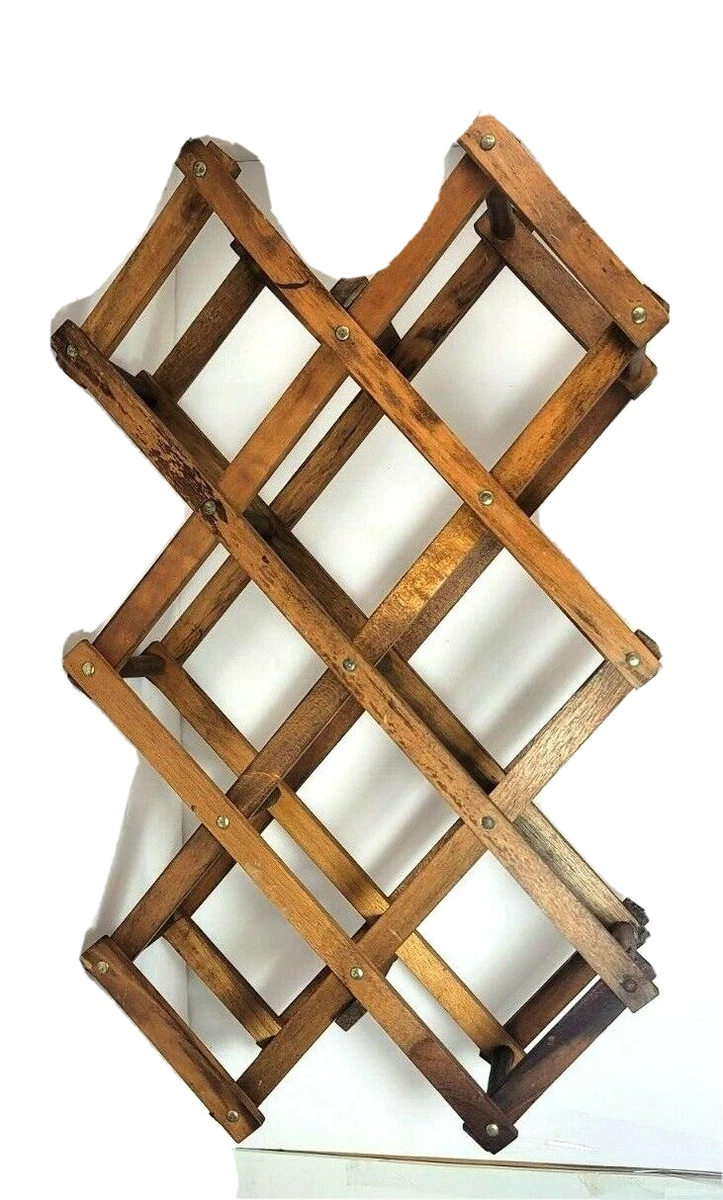 Expandable Solid Wood Towel Holder Wine Rack Vintage Holds 10 Items Vintage