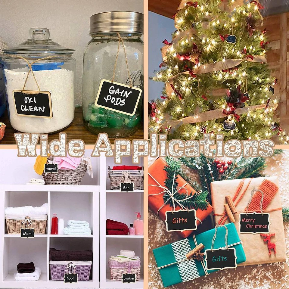 30x Handmade Home Craft Hanging Memo Chalkboard Blackboard Message Board Tag - Image 4 of 4