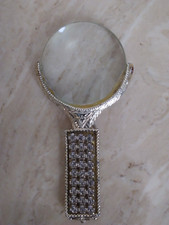 Vintage Magnifying Glass Ornate Silver Rhinestone Handle Accents