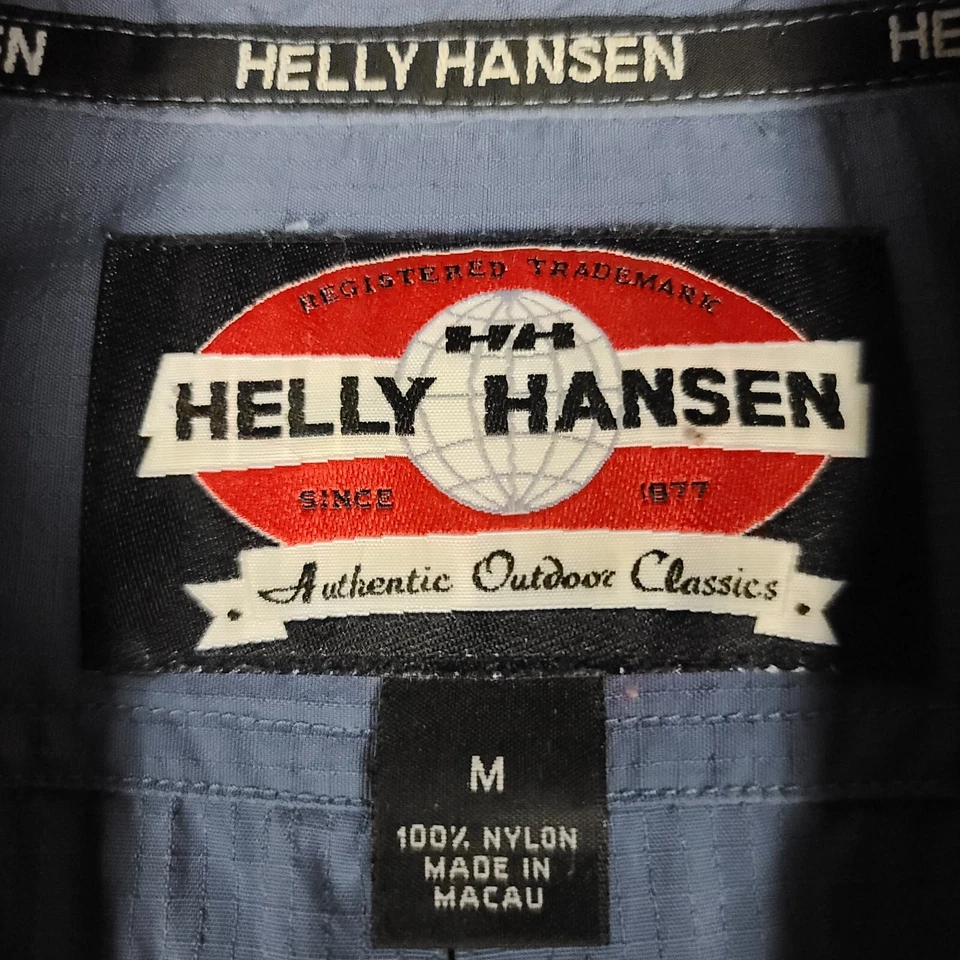 Helly Hansen Shirt Mens Medium Gray Nylon Fishing Outdoor Short Sleeve Button Up - Image 2 of 4