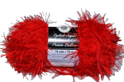 (NEW) Loops & Threads Eyelash yarn Sequin #6 FLAME 76 YDS (1.75 oz) Free Ship