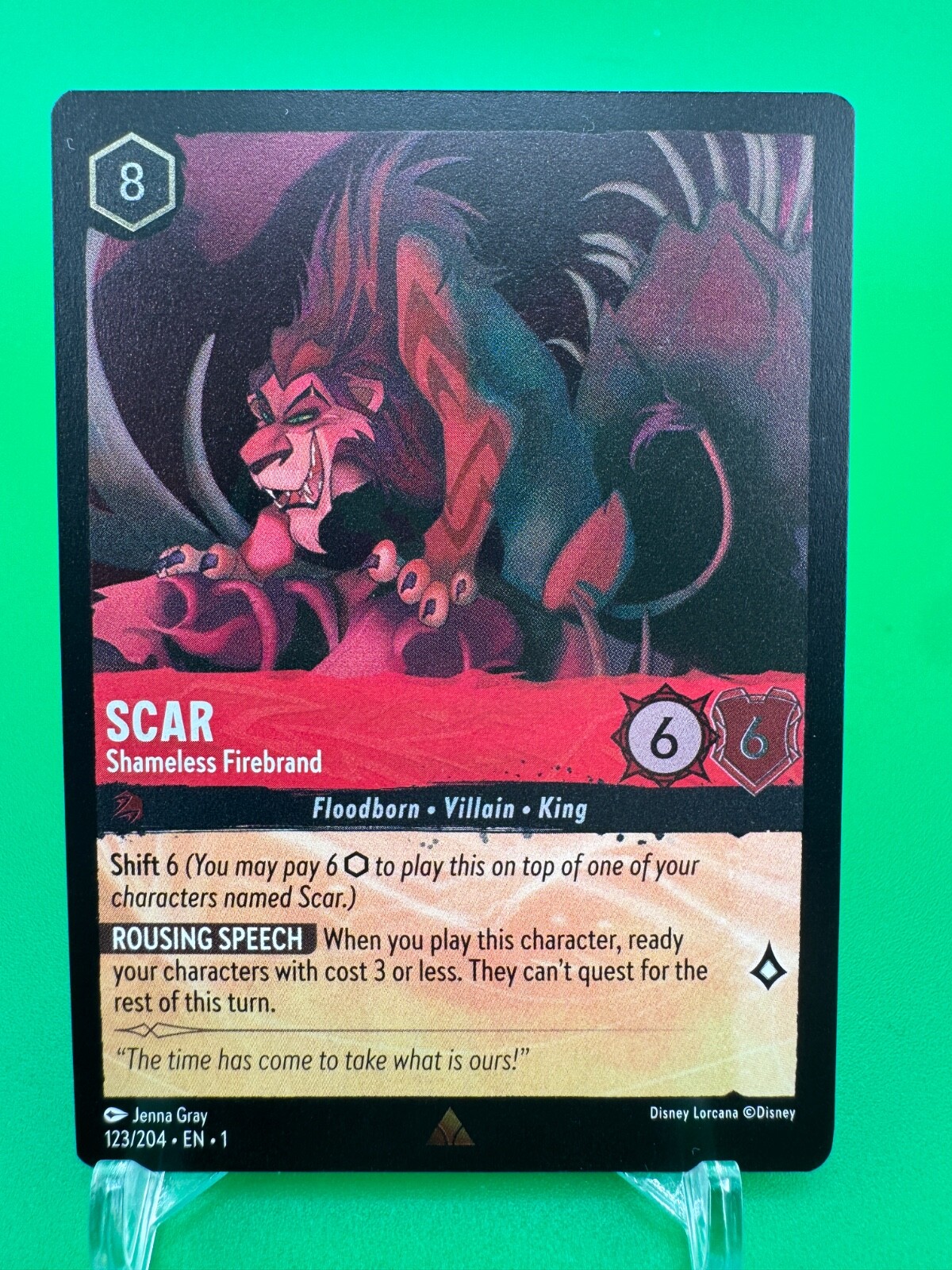 Disney Lorcana Scar - Shameless Firebrand 123/204 Rare NM TCG COLD FOIL