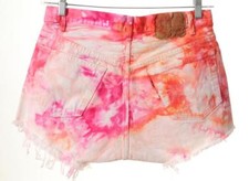 Vtg LEVIS 501 High Waist Colorful Pink Tie Dye Destroyed Cut Off Shorts XL