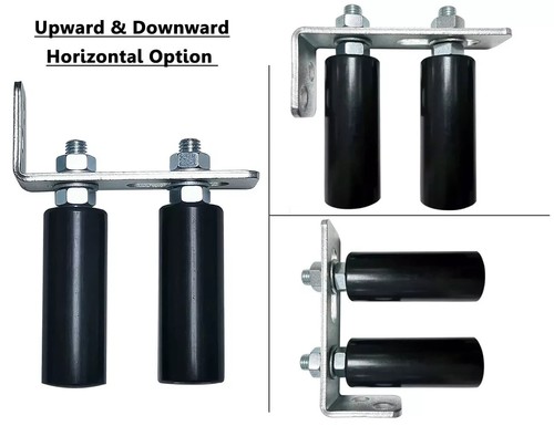 Rodillo guía puerta corredera universal 4" negro L soporte poste trasero ajustable doble - Imagen 5 de 7