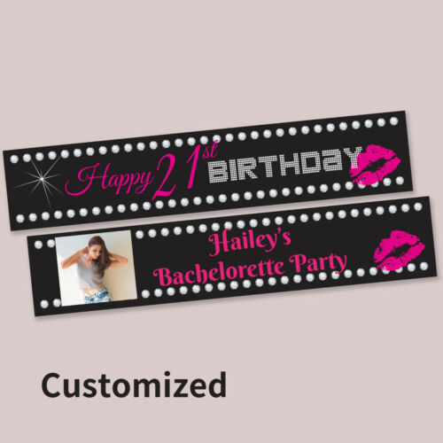 18th 21st Party Decoration "Happy Birthday"  Diamond Canvas Banner CUSTOMISED - Photo 1 sur 8