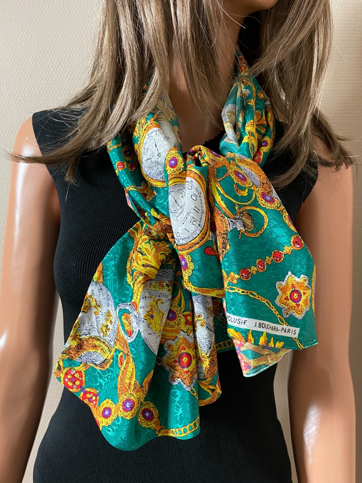 BOUCHARA Patterned Green Chic Scarf - image 2