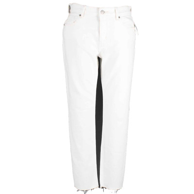 Old Navy NEW Sz 4 x 25 Ivory Denim Raw Hem Tapered Leg Cotton Blend Jean 
