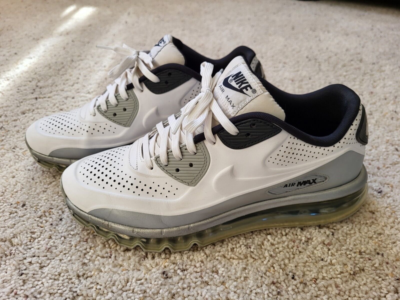 Nike 90-2014 Ltr Qs Men&#039;s Size 11.5 White Silver Black Full Air Max | eBay