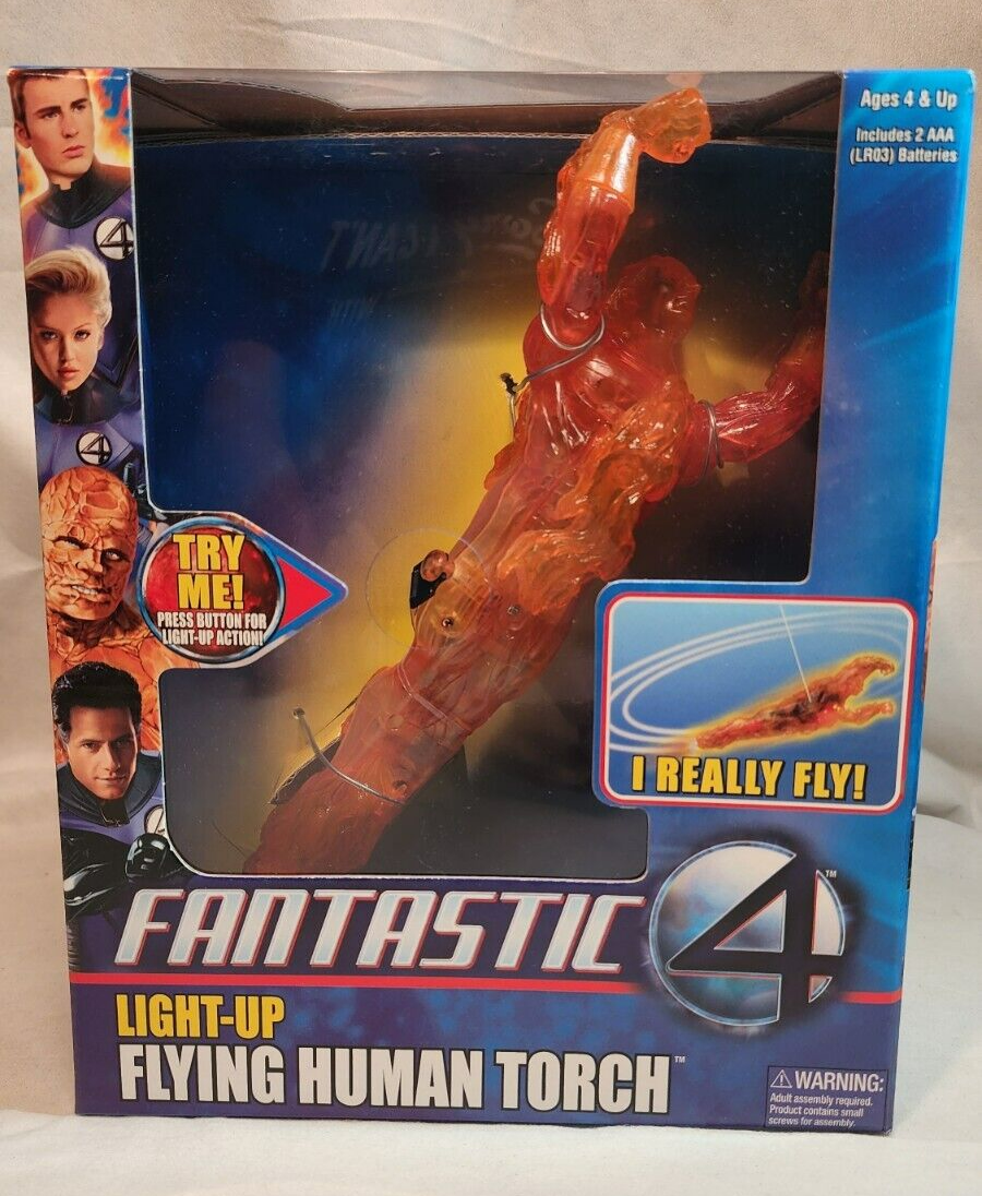 NEW Sealed Light-Up FLYING HUMAN TORCH Fantastic 4 - CEILING FLYER