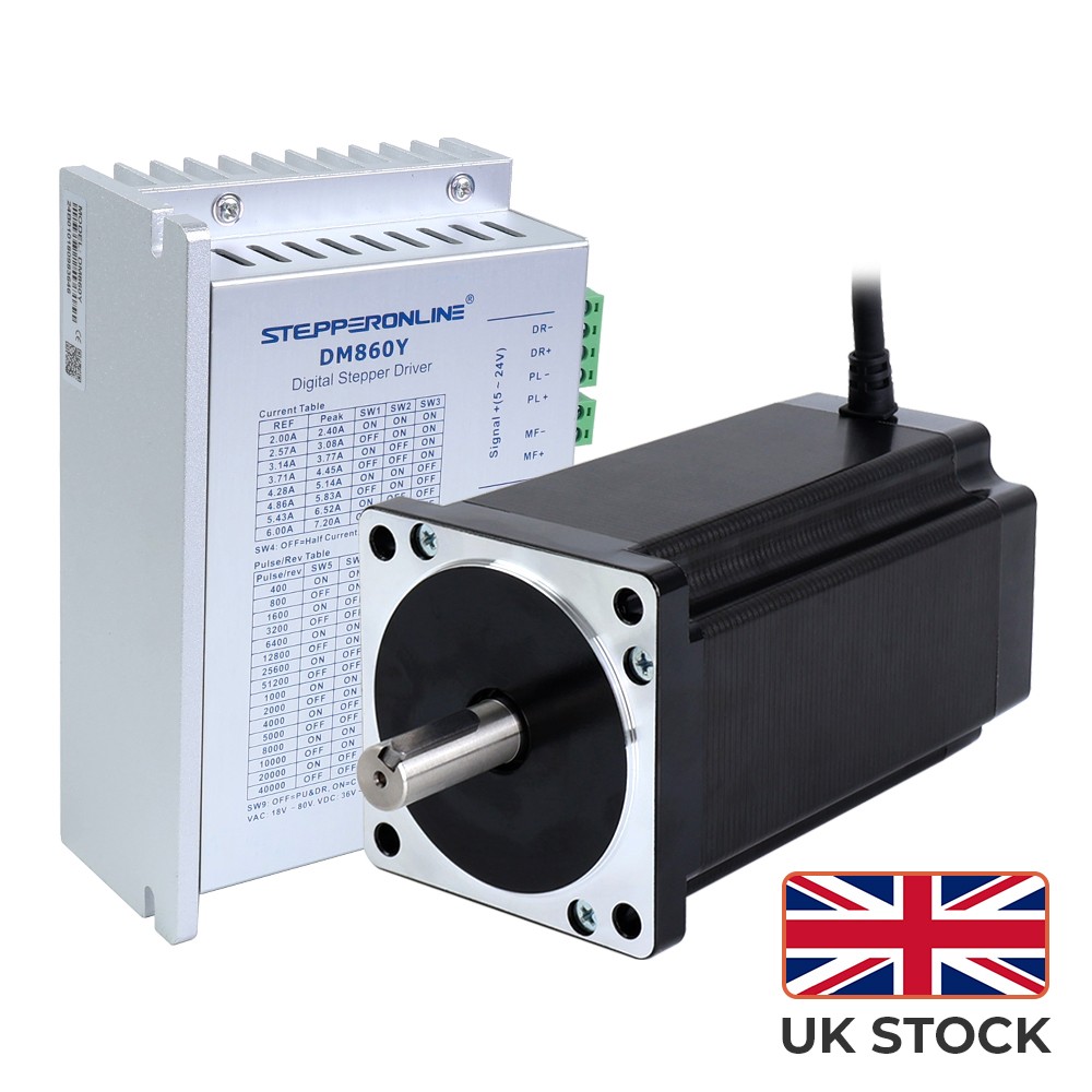 STEPPERONLINE Nema 34 12Nm Stepper Motor Φ14mm Stepper CNC Kit & Driver