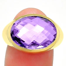 18K Gold Plated Brass Oval Gemstone Statement Ring Jewelry Elegant Style TGR1003