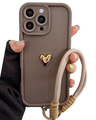 Case For Iphone 16 Pro Cute Golden Love Heart Soft 3D Cute Aesthetic Lovely Case
