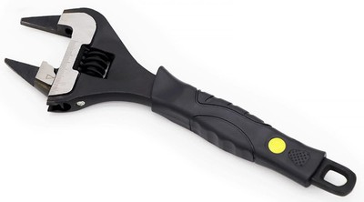 Extra Slim Jaw 8-Inch Adjustable Wrench Black Alloy Steel Thin Head Design
