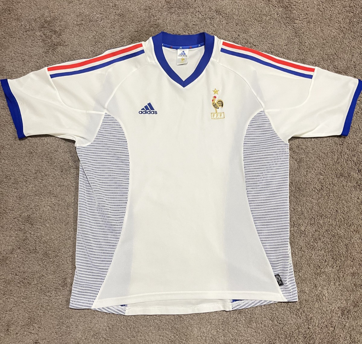 France National Team 2002 Home Jersey Adidas Blue Gold VTG Men XL Football Shirt