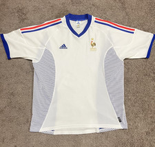 France National Team 2002 Home Jersey Adidas Blue Gold VTG Men XL Football Shirt