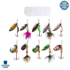 10pcs Multi-Species Spinnerbait Fishing Lure Kit with Tackle Box