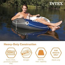 Intex River Run 1 Person Inflatable Pool/River Tube Floating Lounge - Blue, 53"
