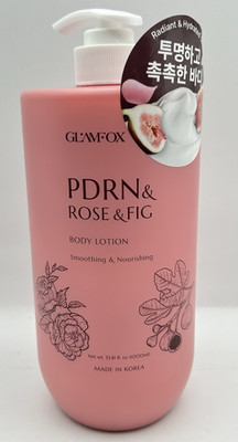 NEW Glamfox PDRN & Rose & & Fig Body Lotion 33.8 Fl Oz 1000ML Korea Soothing
