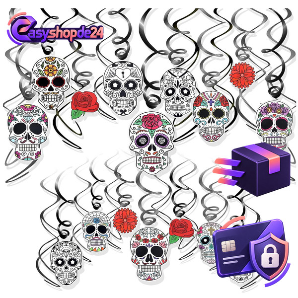 Halloween Dekoration Tag Der Toten HäNgedeko 30 StüCk Totenkopf Girlande-image