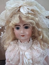 Antique Bisque & Composition Doll With Real Hair Wig & Outfit 21