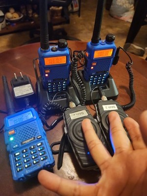 Rugged Radios RH-5R Dual Band Handheld Radio Bundle (3 Units) + Sena PTT Control