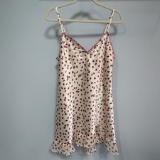 Y2K 2000s Oscar De La Renta Slip Dress SzM Satin Floral  Translucent Ruffled Hem