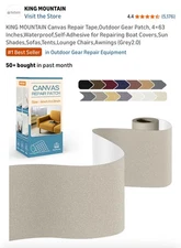 King Mountain Canvas Repair Patch Tape 4” x 63” Waterproof Self-Adhesive – Gray