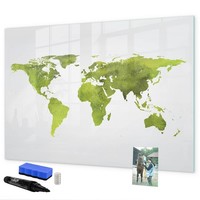 Glas Whiteboard Aus GehäRtetem Glas Mit Schwarzem Marker Aquarelle Weltkarte
