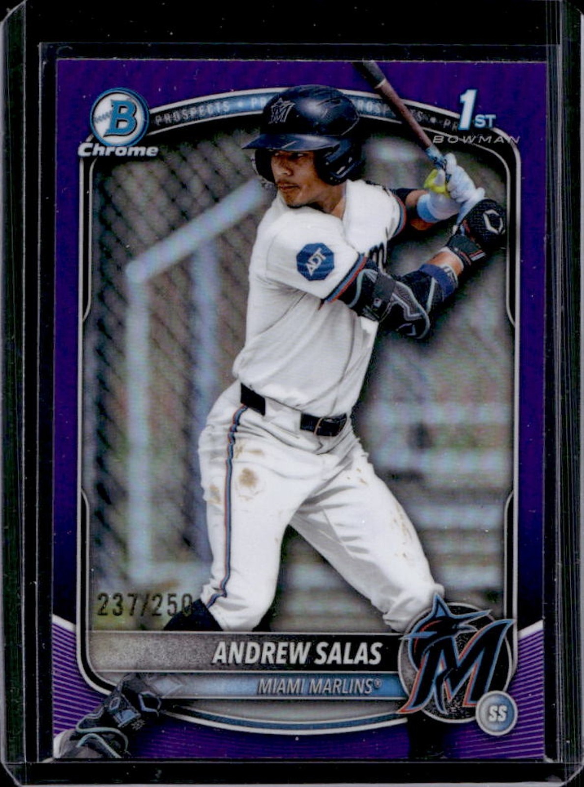2025 Bowman Chrome Andrew Salas Purple Refractor 1st Prospect #/250 Marlins