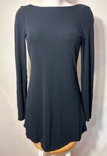 Free People Black High Long Sleeve Backless Jersey Knit Dress Size XS