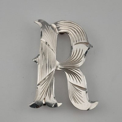 Vintage VOGT Sterling Silver 2'' Initial Letter R Concho Screw Back Tack [Ref A]