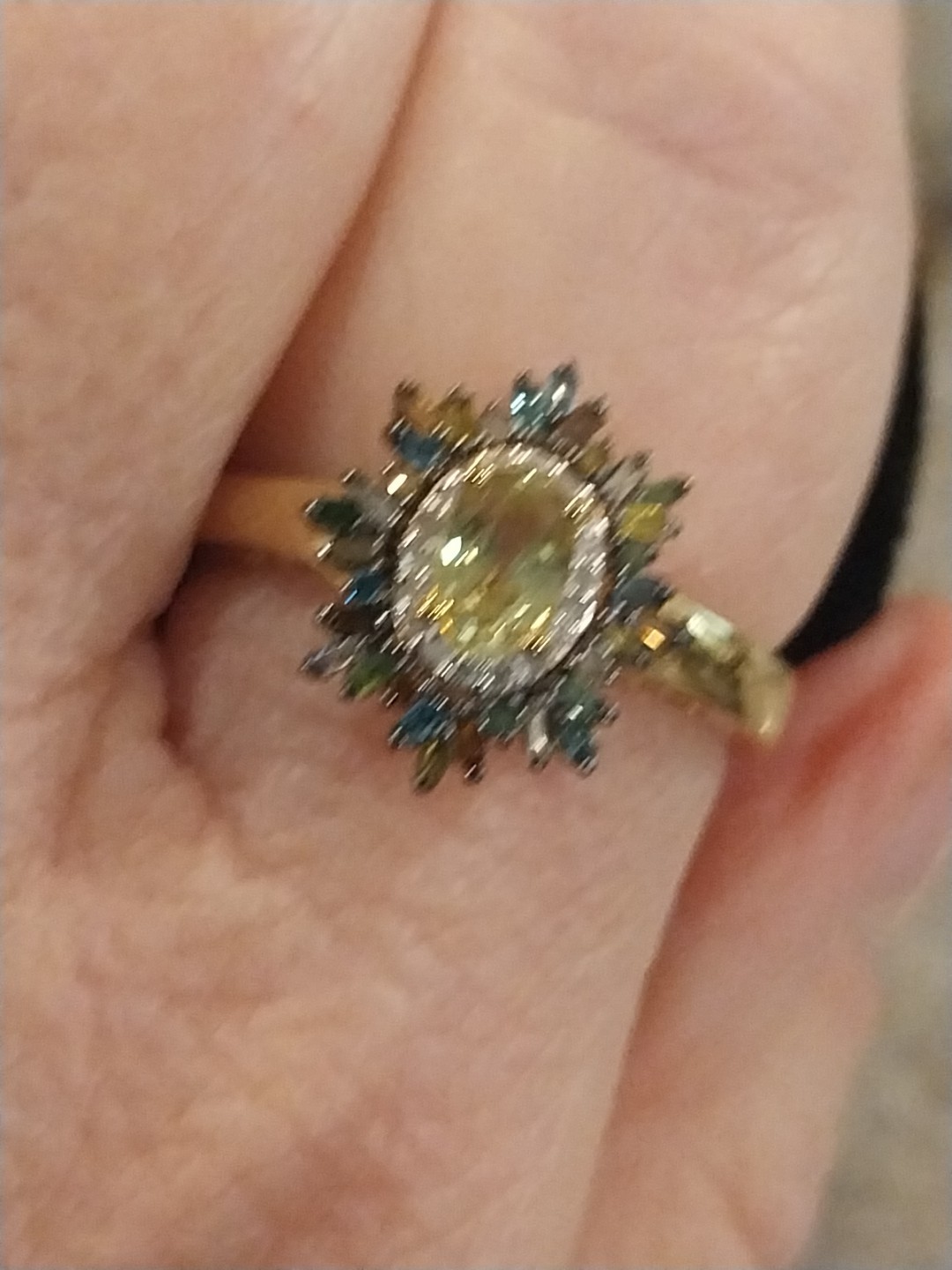 Premium Sava Sphene, Multi Diamond (Natural & IR) (0.35 cts) Sunburst Ring in Ve