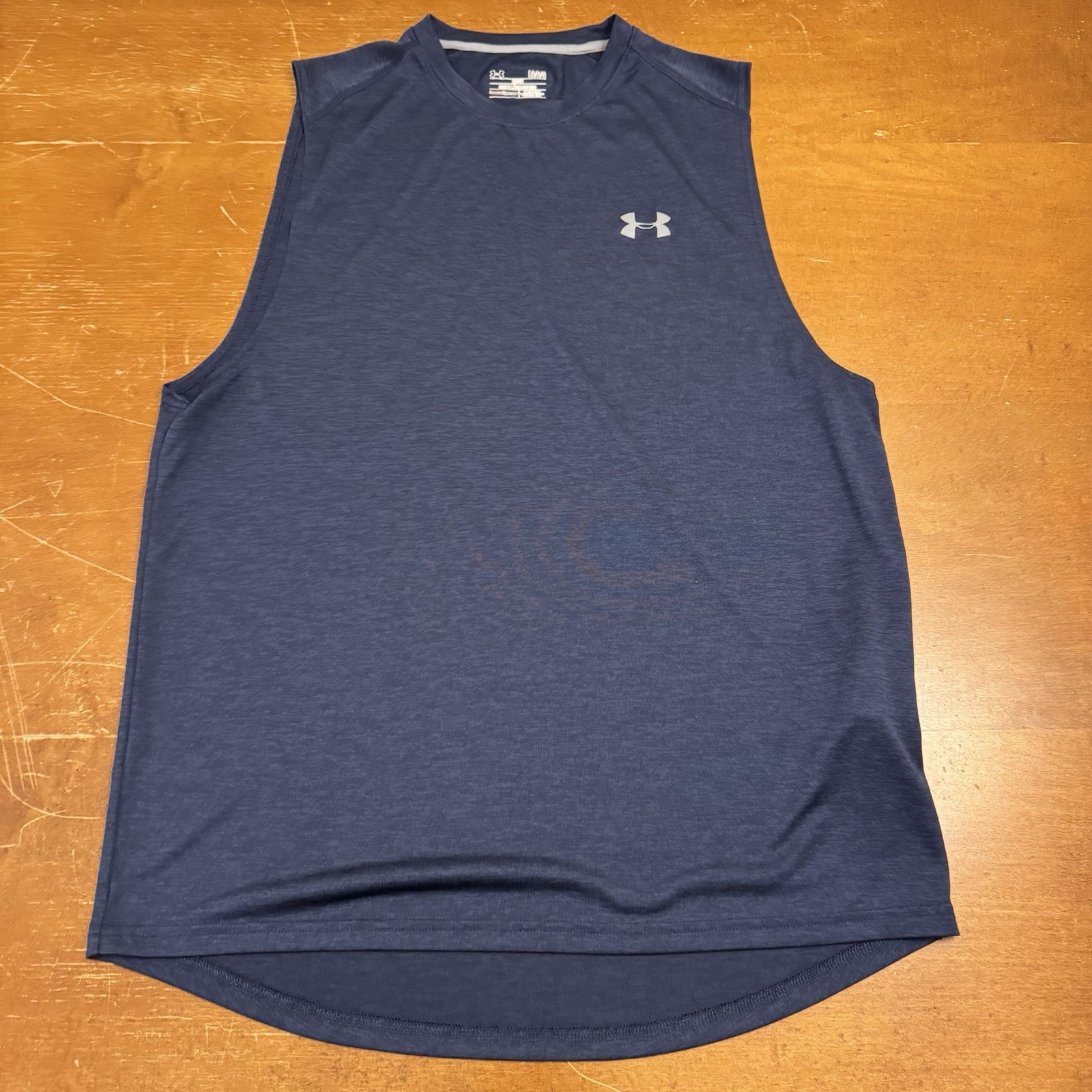 Under Armour Shirt Mens Large Blue Running Loose Heat Gear Tank Top Sleeveless