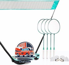 Juego De B dminton Con Red 4 Raquetas 4 Volantes Port til Para Patio Jard n NEW