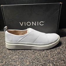 Vionic Zinah Sneakers Women's Size 8.5 White Leather Slip On Comfort Shoes