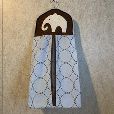 Baby Crib Diaper Stacker Elephant Blue  Brown Design